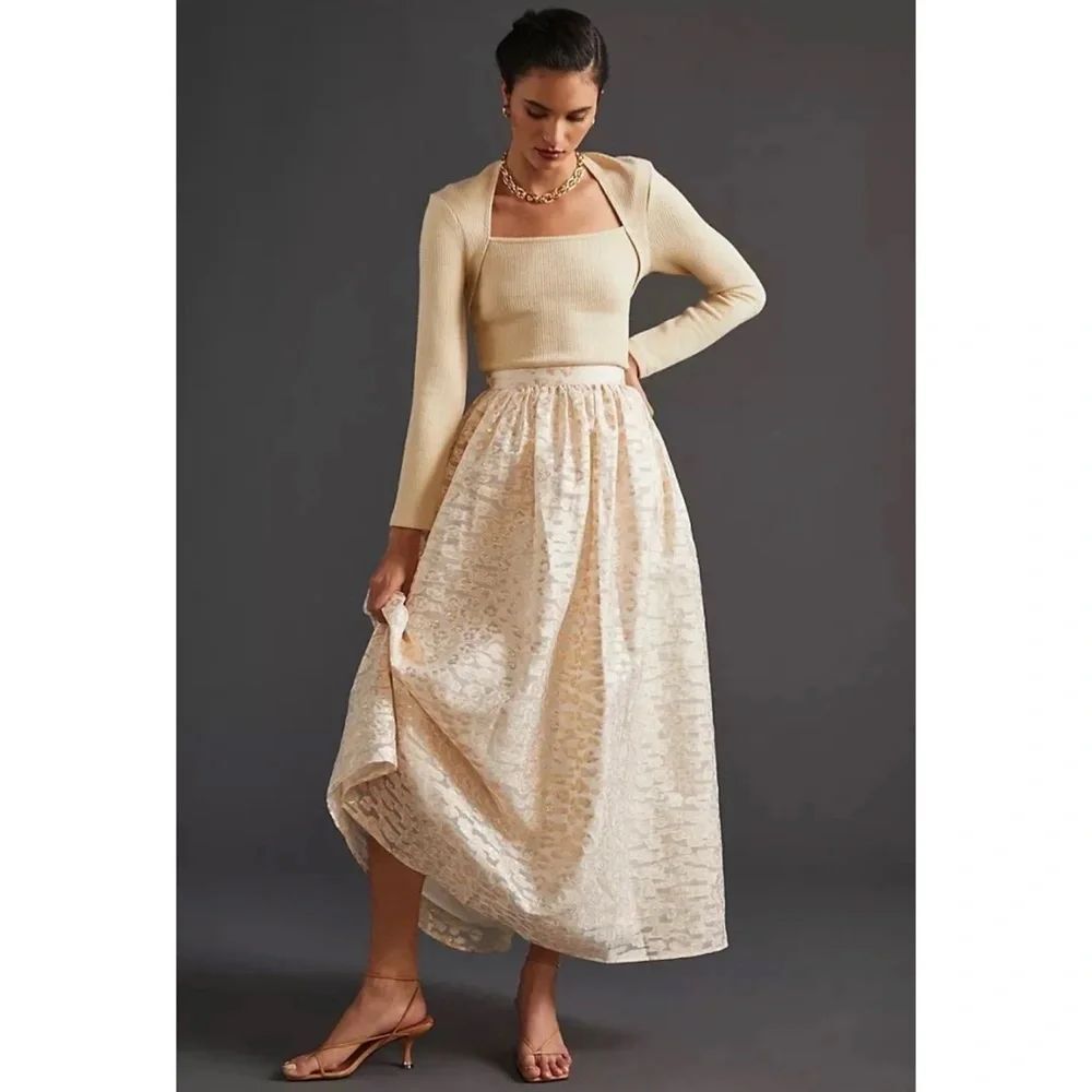 Anthropologie Pankaj & Nidhi Burnout Shimmer Maxi Skirt